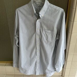 Brooks Brothers men’s 16.5 34/35 White and blue checked  dress shirt.